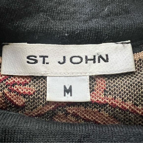 ST. JOHN Womens Mock Neck Sleeveless Sweater Fall Leaves Floral Knit USA Size M - Picture 3 of 7
